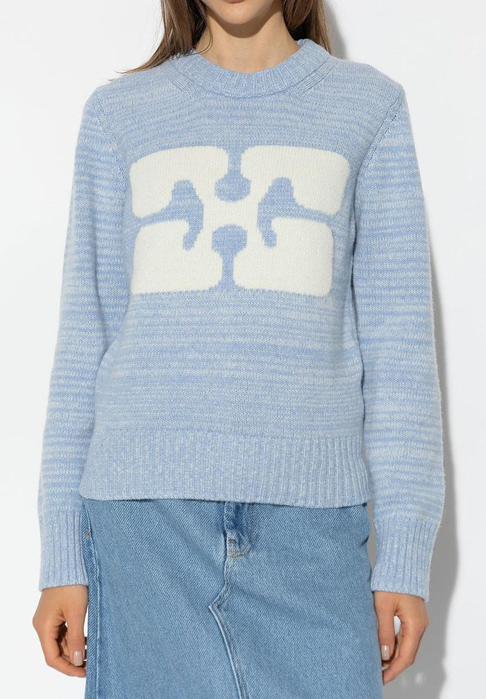 GANNI Women’s Wool Graphic Pullover Sweater Blue
