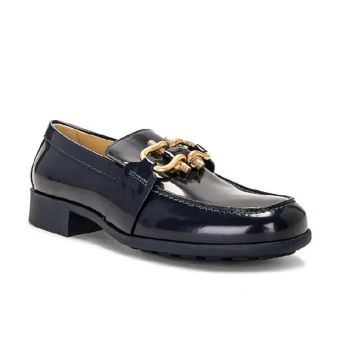 Bottega Veneta Leather Mousse Loafers Blue Sandals