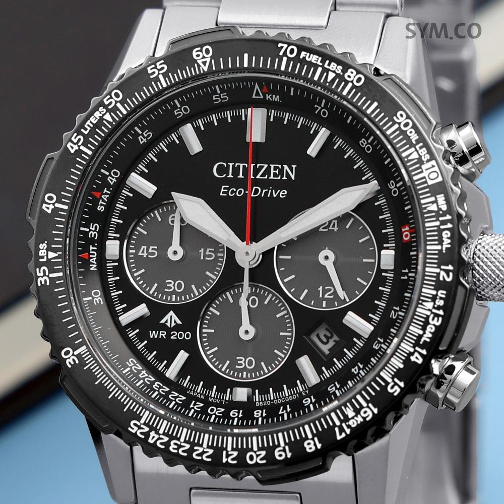 CITIZEN Promaster Chronograph Black Dial Eco-Drive Men’s Metal Watch CA4664 60E