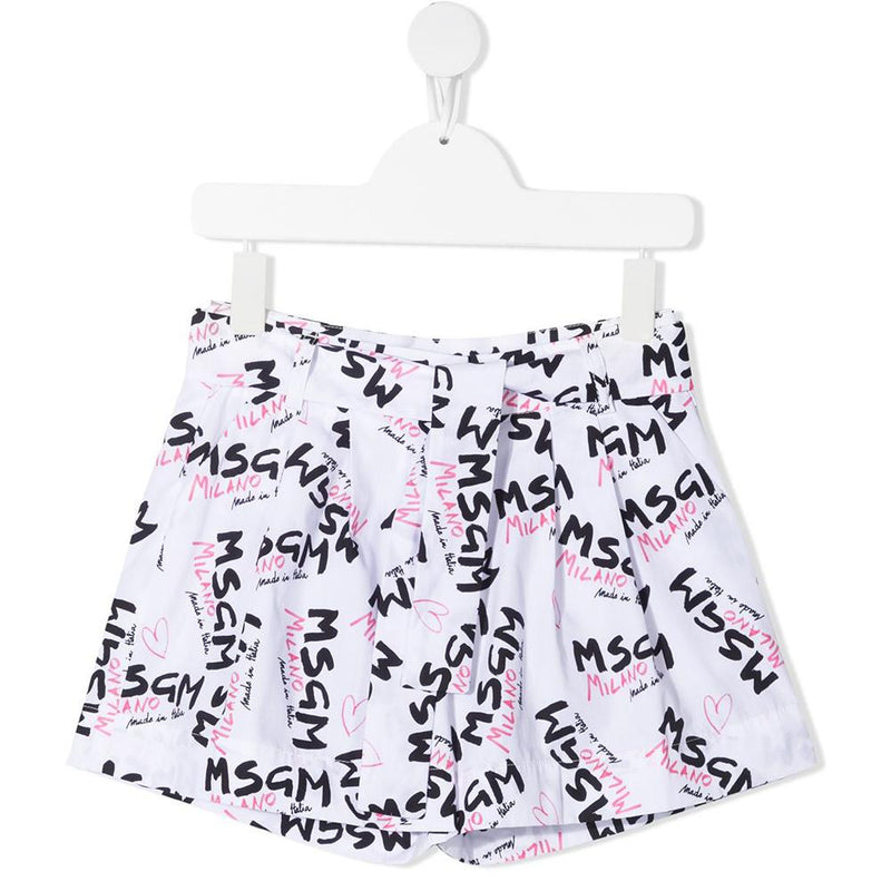 MSGM Allover Logo Shorts Women Black Kids 21SS