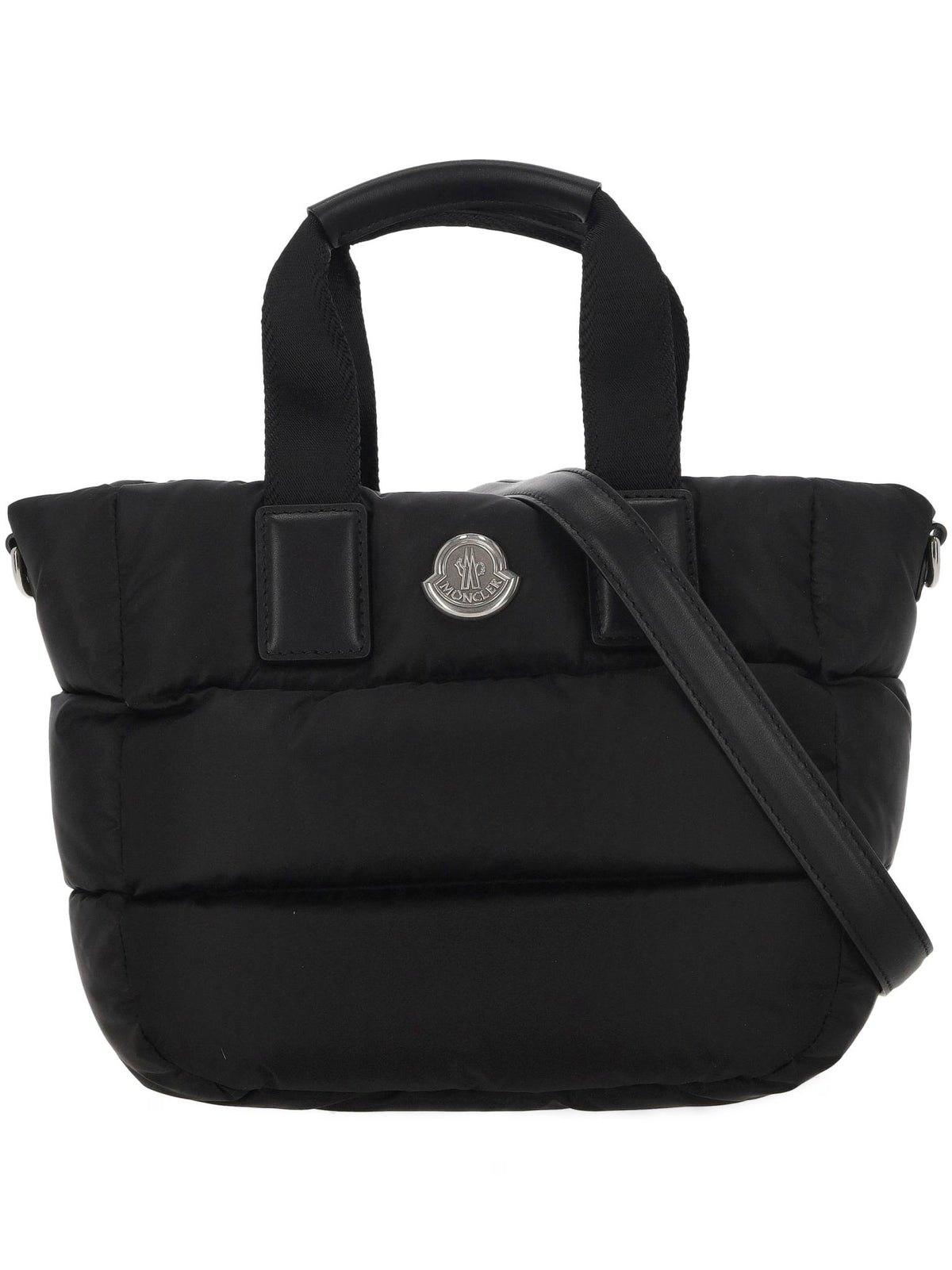 Moncler Black Leather Shoulder Tote Bag