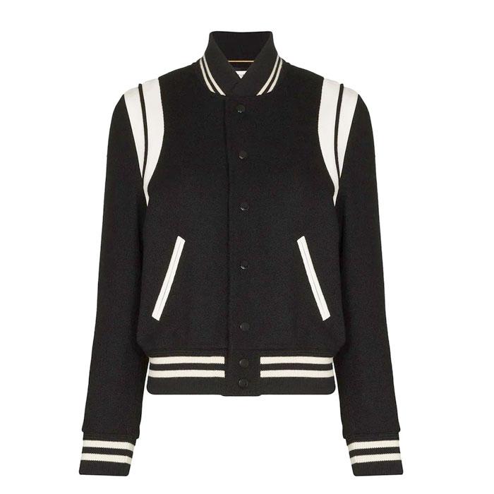 Saint Laurent Women’s Classic Teddy Bomber Jacket Black Leather