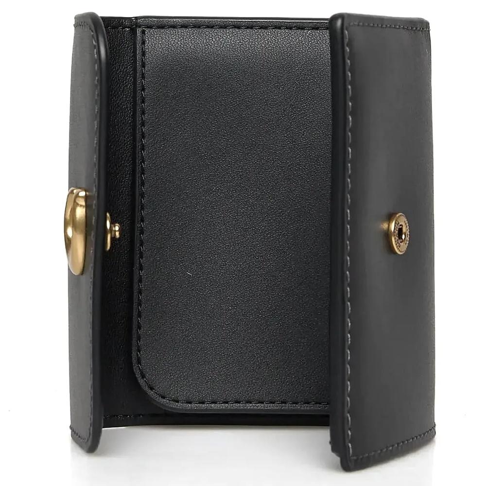 Coach Essential Leather Card Holder Compact Wallet Black