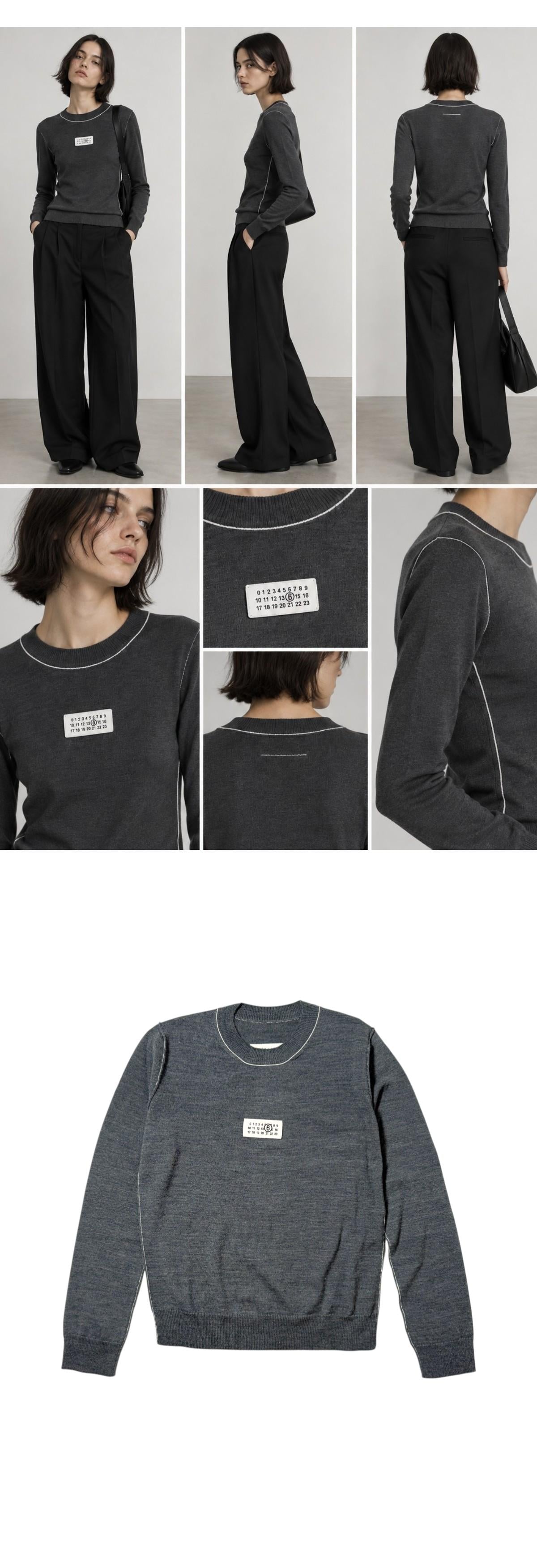 MM6 Contrast Stitch Wool Blend Crewneck Sweater