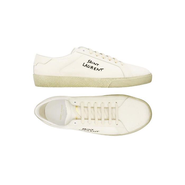 Saint Laurent Logo Embroidered Classic Low-Top Sneakers White
