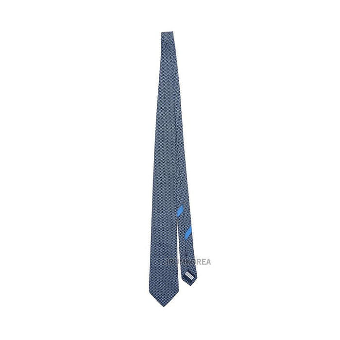 Ferragamo Gancini Print Silk Tie Navy Men’s Accessories
