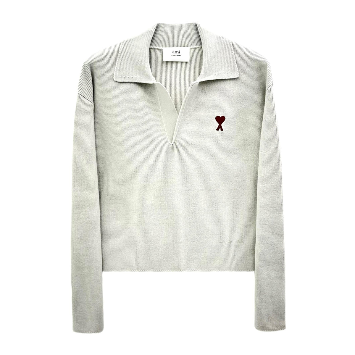 AMI Heart Logo Collar Knit V-Neck Sweater Unisex UPL346 193
