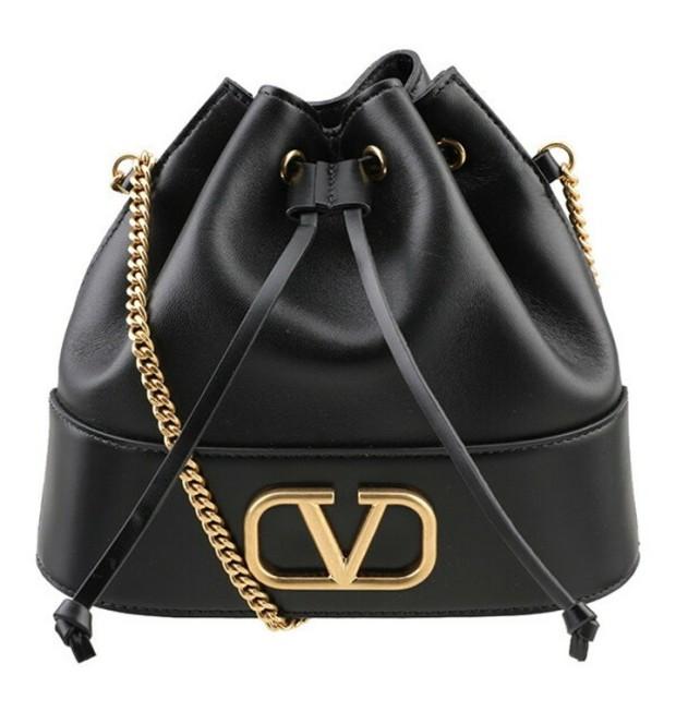 VALENTINO VLogo Chain Bucket Bag Black Shoulder Bag P0T83 HPF 0NO