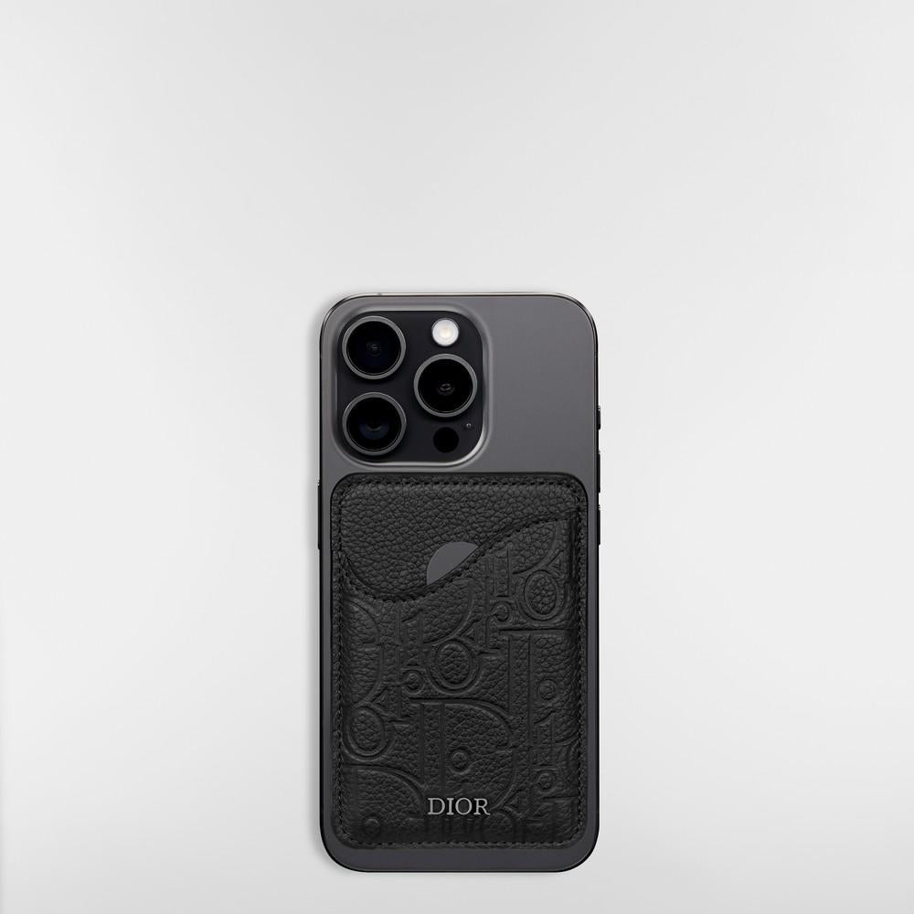 DIOR Black Saddle Magnetic Card Holder Dior Gravity Leather