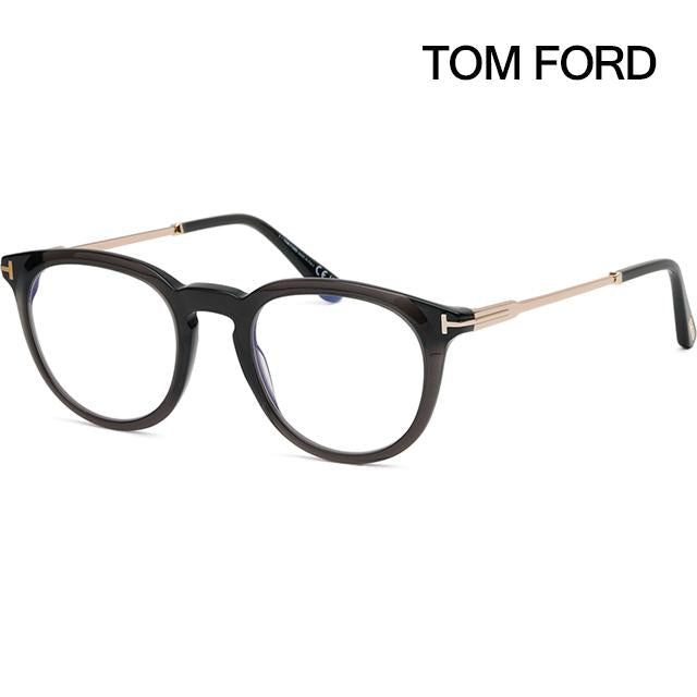 TOM FORD Blue Light Blocking Clear/Black Round Metal Combo Eyeglasse TF5905B 005