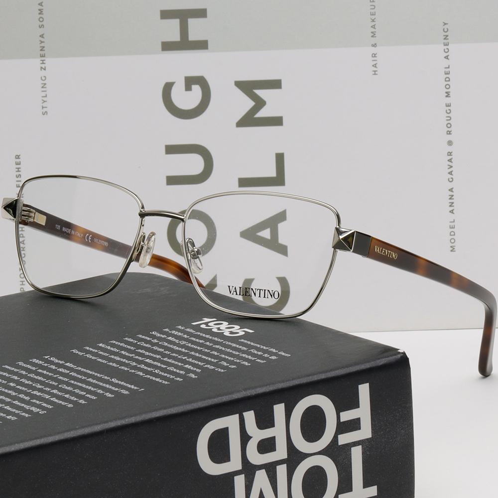 VALENTINO Classic Rectangular Metal Eyeglass Frame Unisex V2124 721
