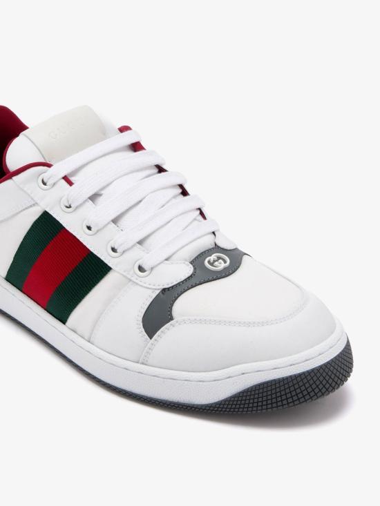 GUCCI White Leather Low-Top Sneakers