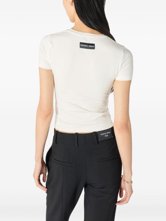 Marine Serre White Short Sleeve T-Shirt WTT012 ACJER 0115