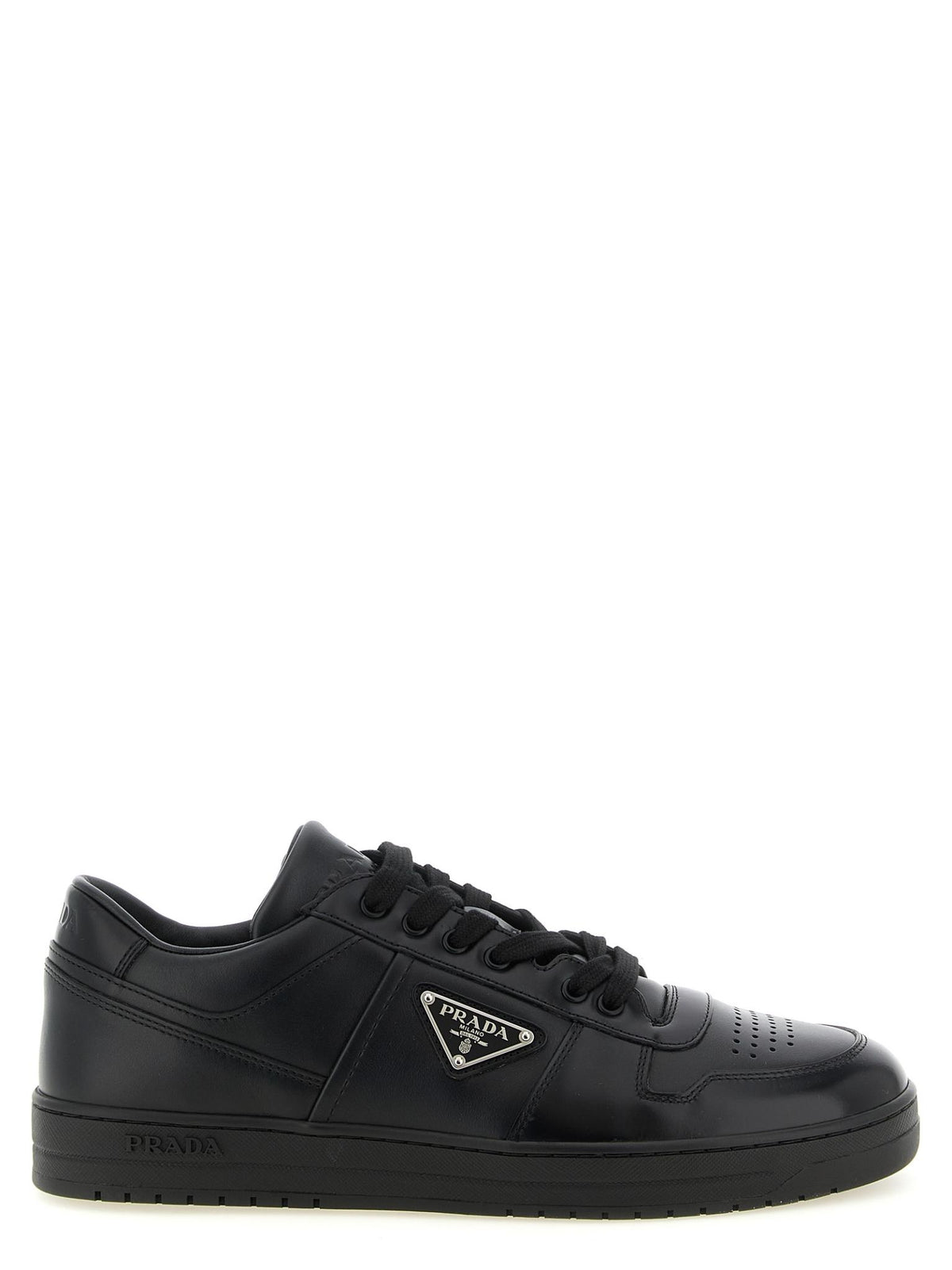 PRADA Black Leather Low-Top Sneakers