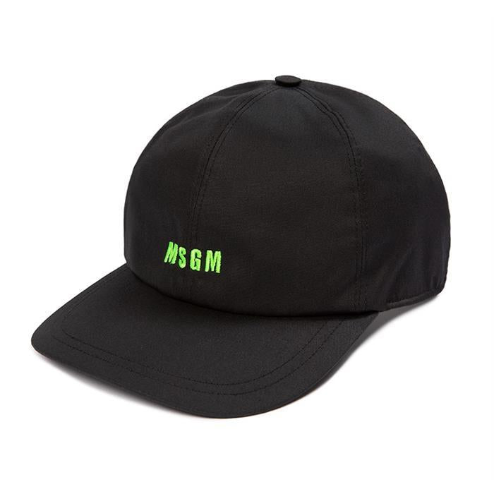 MSGM Green Logo Fleece Lined Black Baseball Cap