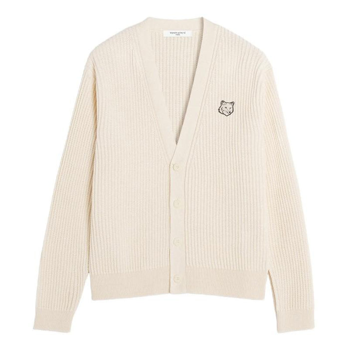 Maison Kitsune Bold Fox Head Logo Men’s Cardigan Navy Knit