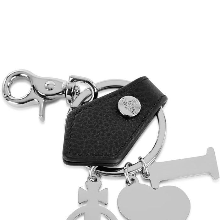 Vivienne Westwood I Love Orb Grain Leather Keyring Black