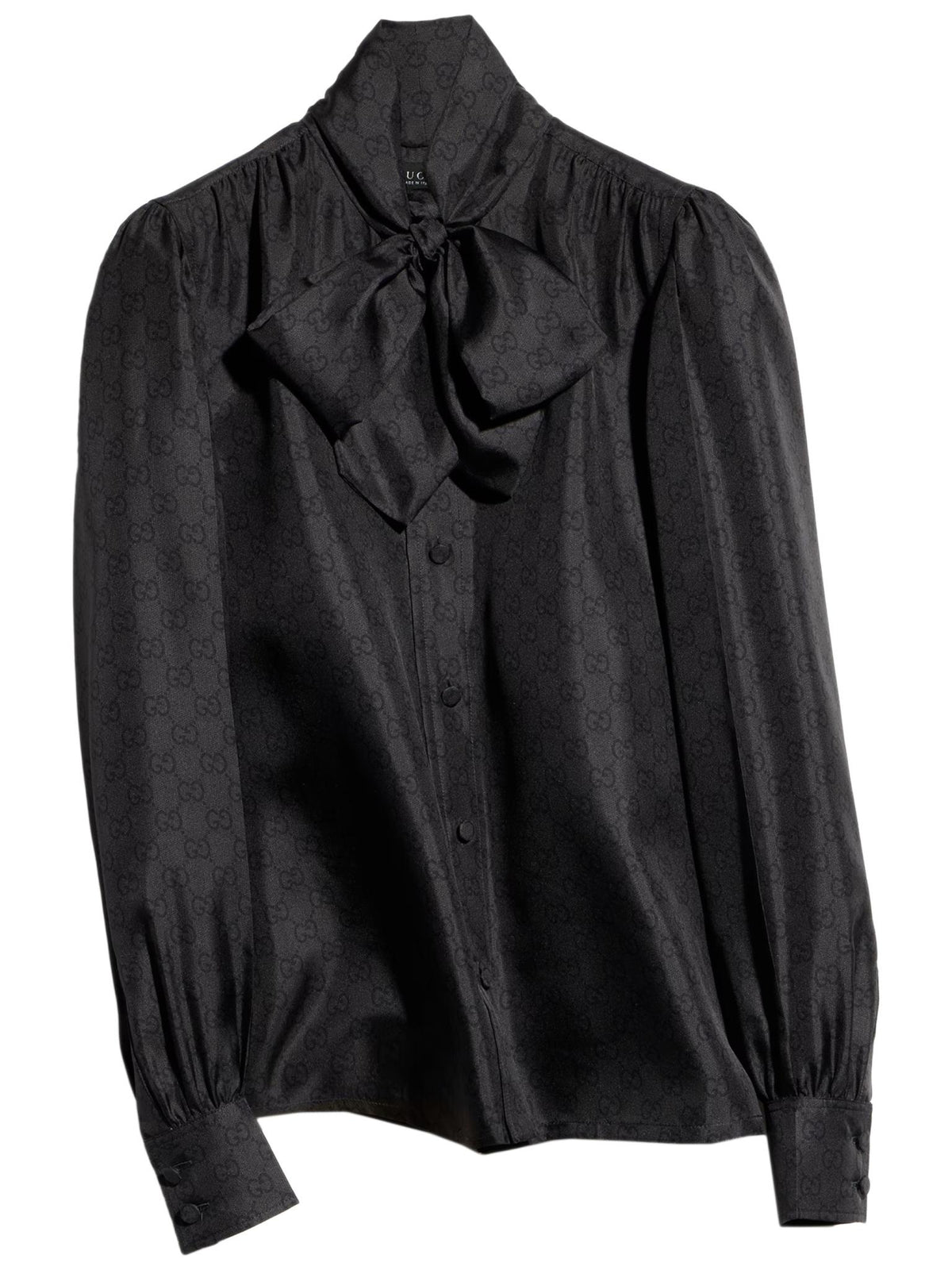 GUCCI Long Sleeve Button-Up Shirt Black Cotton