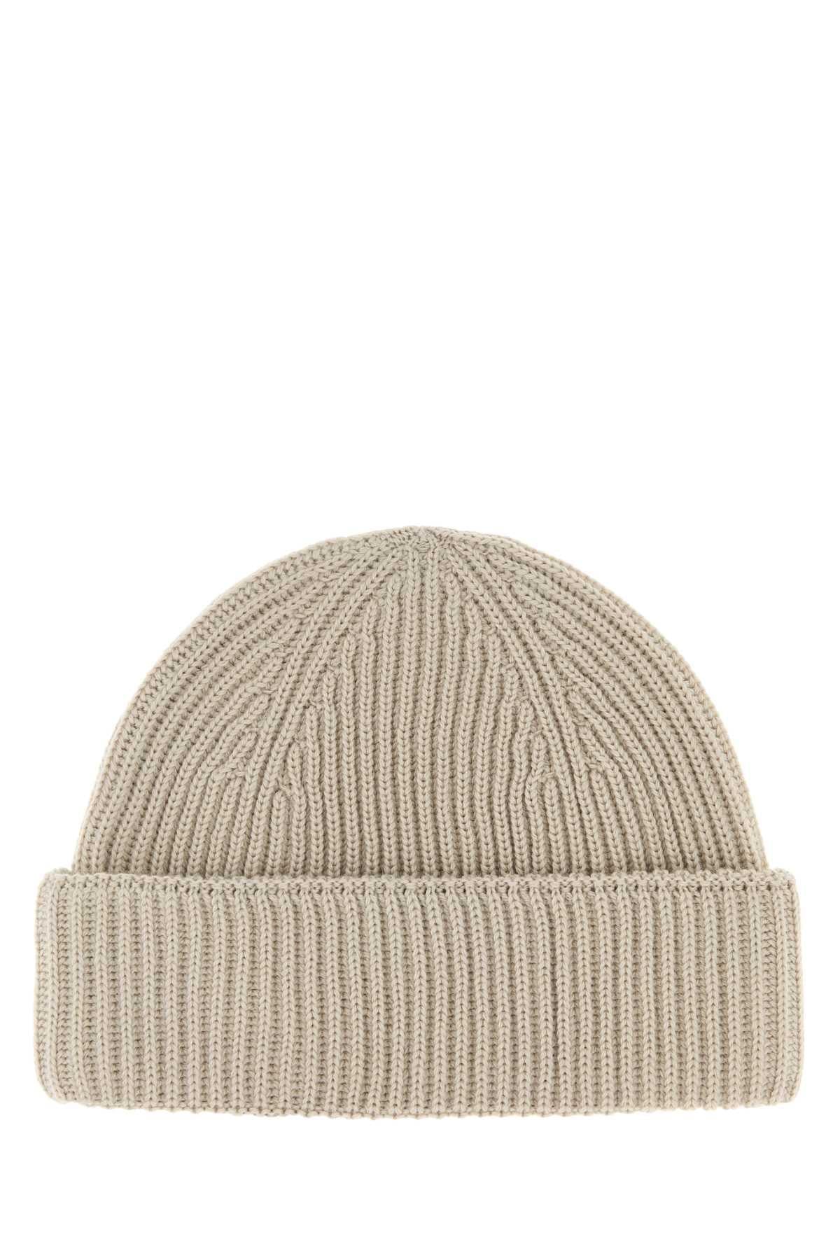 Maison Kitsune Wool Rib Knit Beanie Hat Gray Men