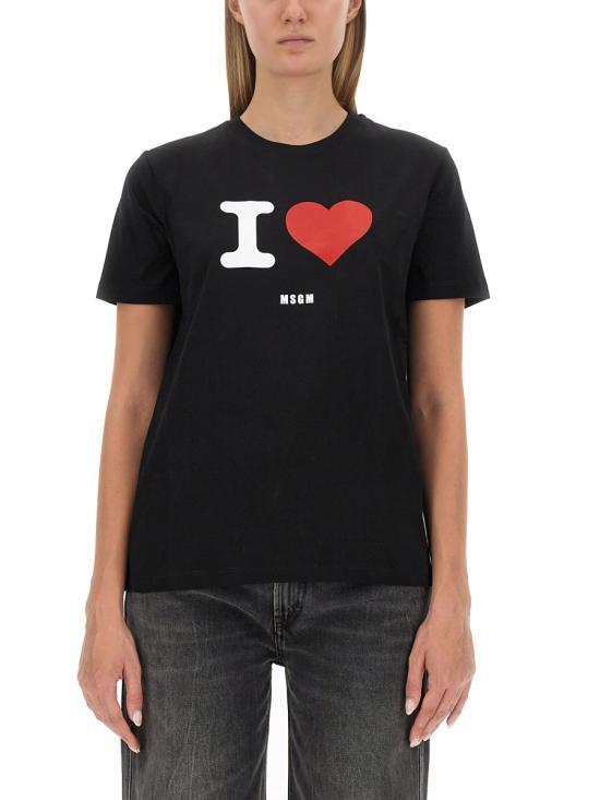 MSGM Black Short Sleeve Cotton T-Shirt 3541 MDM171 23779899