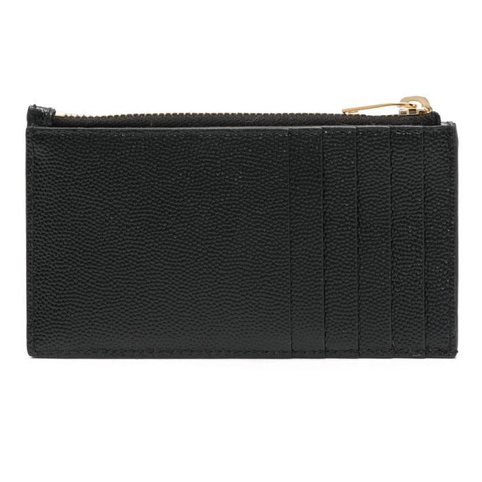 Saint Laurent Cassandra Monogram Caviar Gold Matelassé Card Holder Black