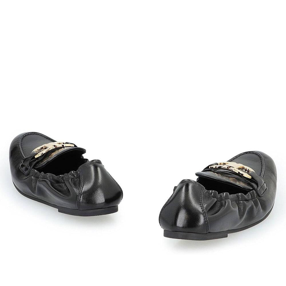 Ferragamo Gancini Logo Ballet Flats Women’s Black Leather