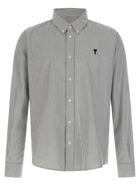 AMI Long Sleeve Shirt for Men HSH763CO0087039 BLACK NATURAL WHITE DOM
