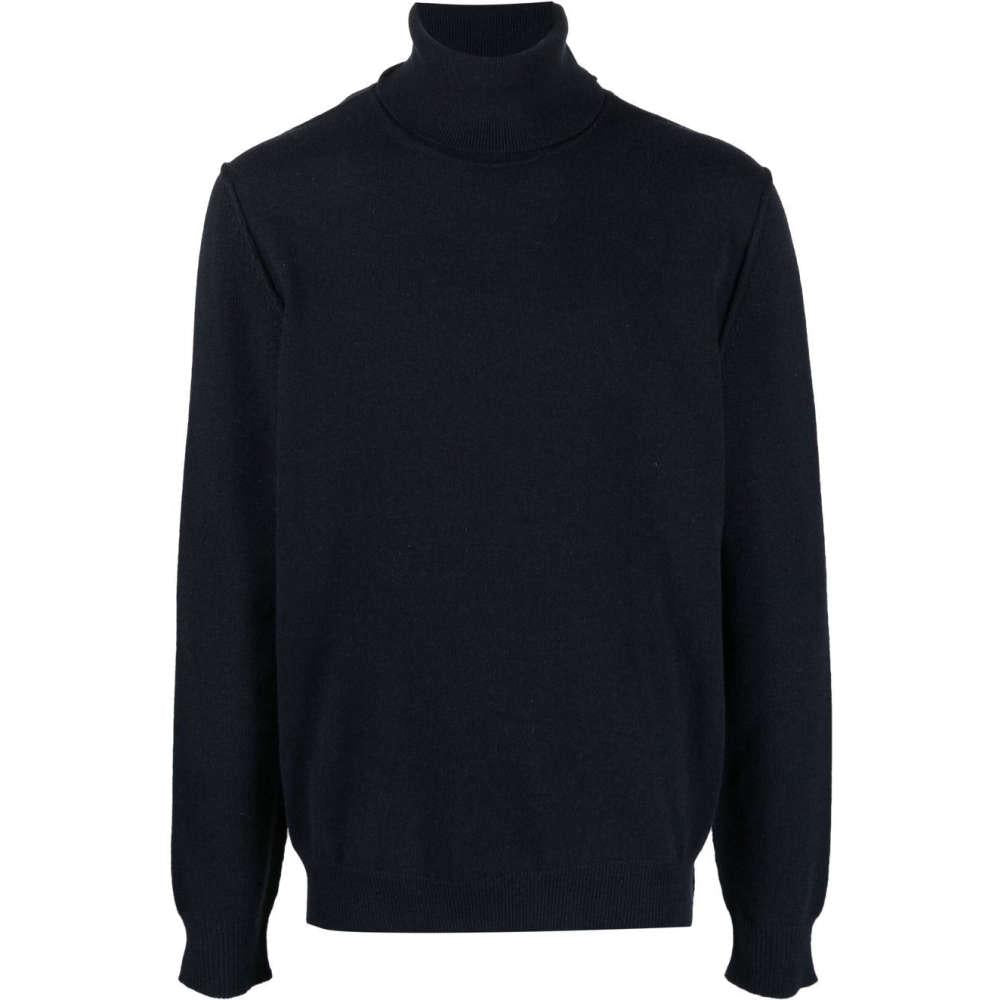 Maison Margiela Navy Cashmere Back Stitch Turtleneck Sweater Unisex