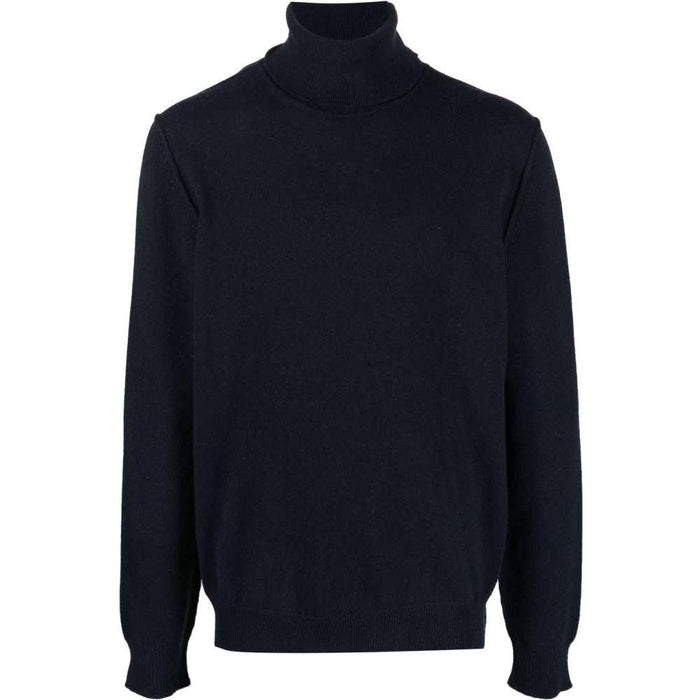 Maison Margiela Navy Cashmere Back Stitch Turtleneck Sweater Unisex