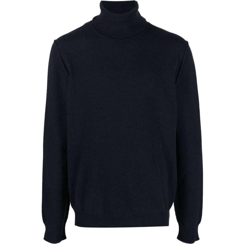 Maison Margiela Navy Cashmere Back Stitch Turtleneck Sweater Unisex