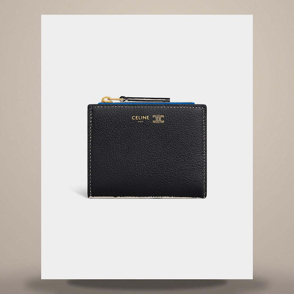 CELINE Triomphe Stamped Compact Card Holder Supple Grain Calfskin L100H2O54 GFS3
