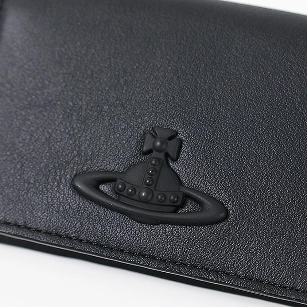 Vivienne Westwood Logo Flap Leather Card Holder Black