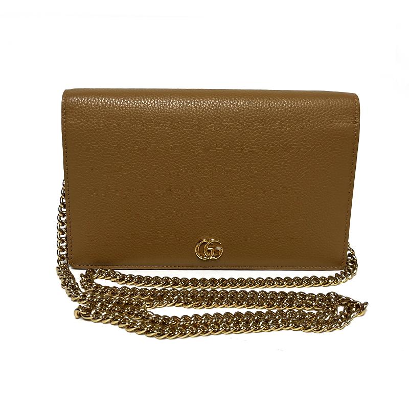 GUCCI GG Marmont Mini Chain Crossbody Bag Black Leather