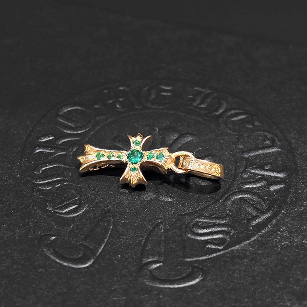 Chrome Hearts 22K Baby Fat Emerald Pendant Necklace Unisex