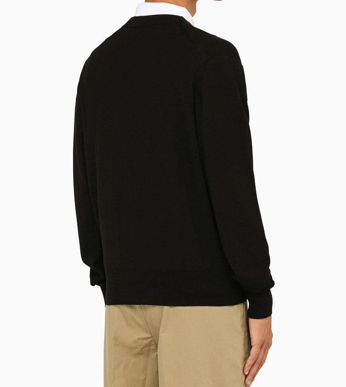 AMI Heart Logo Merino Wool Cardigan