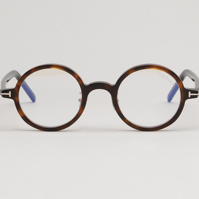 TOM FORD Blue Light Blocking Round Horn-Rim Eyeglasses Leopard Asi TF5856 DB 052