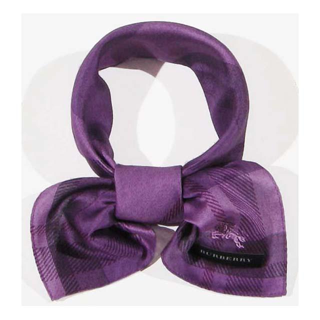 BURBERRY Purple Nova Check Handkerchief Petite Scarf Unisex