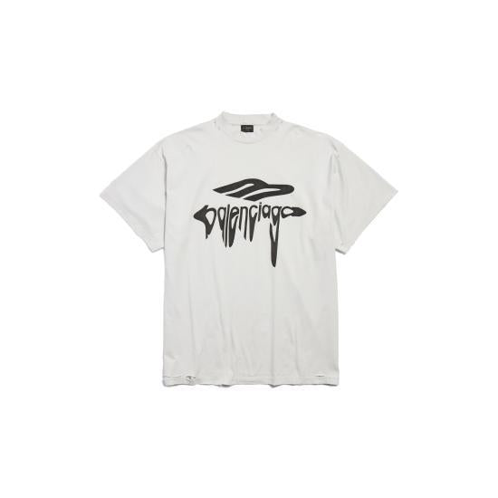 BALENCIAGA Liquified Logo Oversized T-Shirt for Men 787349 TRVS8 9081 WHITE DOM