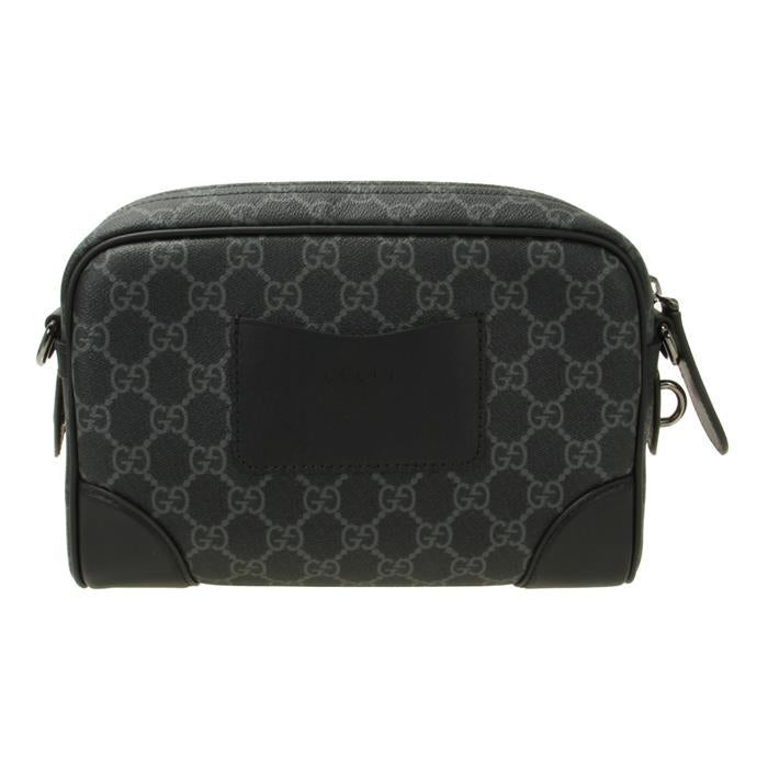 GUCCI GG Emblem Small Crossbody Bag Black Leather