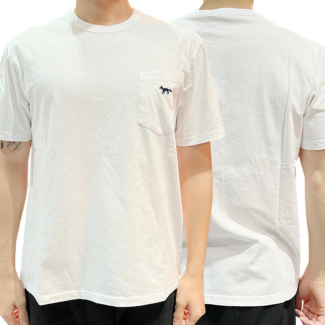 Maison Kitsune Navy Fox Head Patch Pocket Short Sleeve T-Shirt HM00136KJ0008
