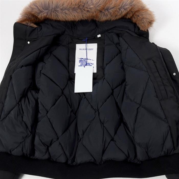 BURBERRY Fur Trim Nylon Bomber Jacket for Men