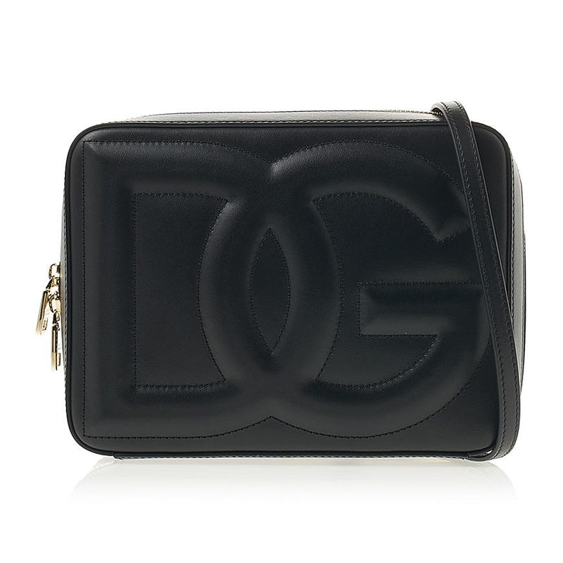 D&G DG Logo Camera Bag Black Leather Crossbody Bag for Women