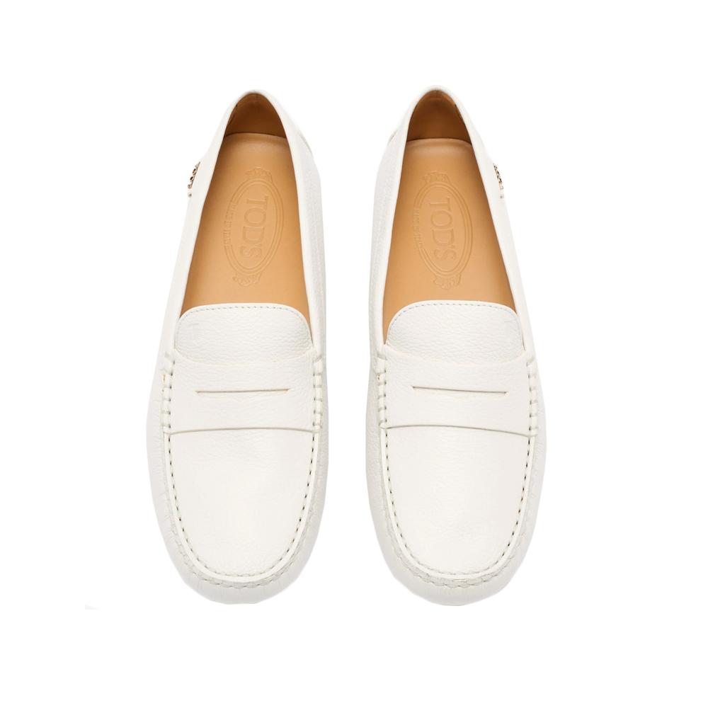 Tods Women’s Gommino Driving Shoes White Leather Loafers XXW22 L00010 5J1 B015