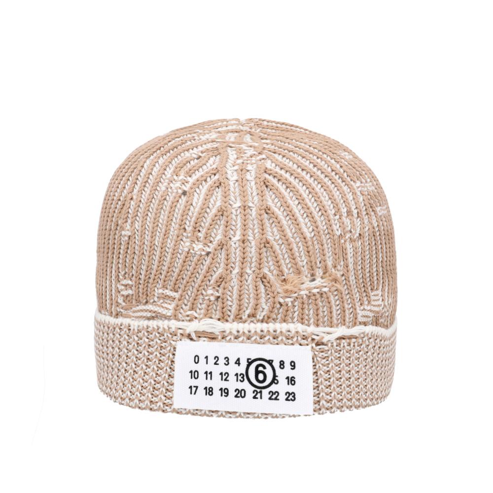 Maison Margiela Number Logo Patch Beanie Gray Knit Men’s