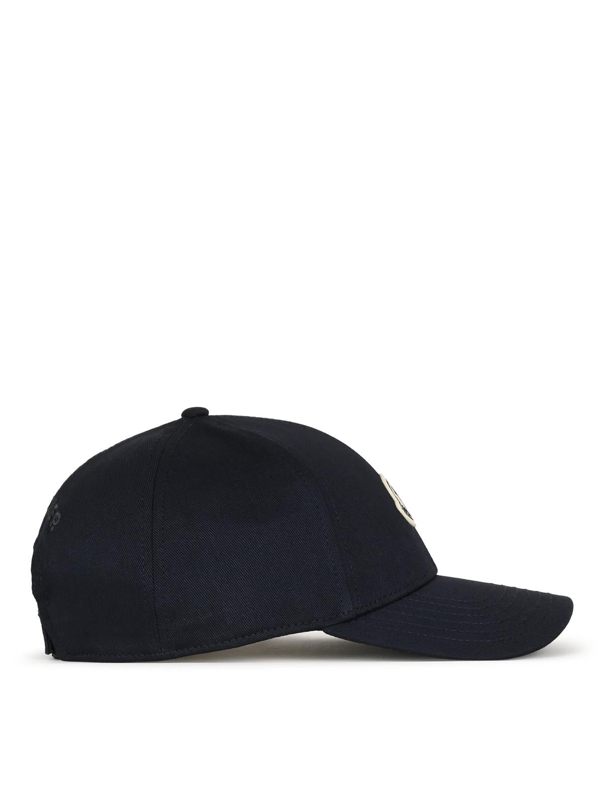 Moncler Black Cotton Logo Baseball Cap