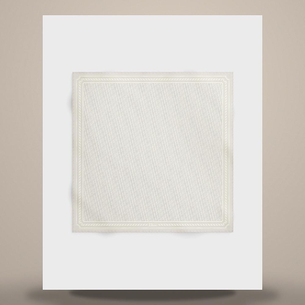 DIOR Oblique Ivory Silk Wool Jacquard Scarf 62TS140I1058 C039