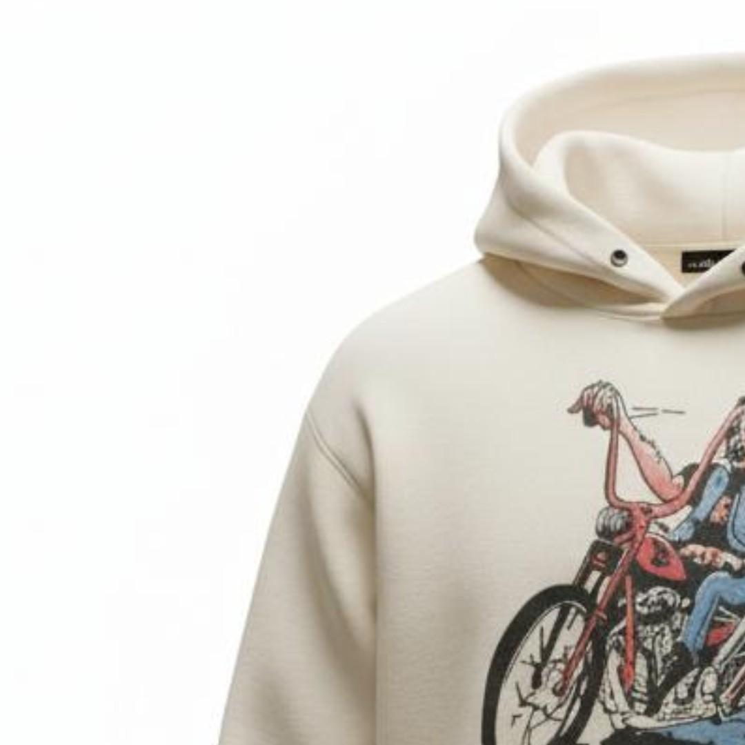 Wild Donkey Ivory FC Chopper Graphic Pullover Hoodie for Men