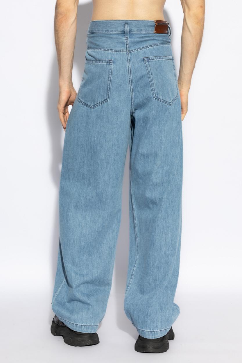Dries Van Noten Light Blue Pleated Denim Jeans 242 020934 9378 514