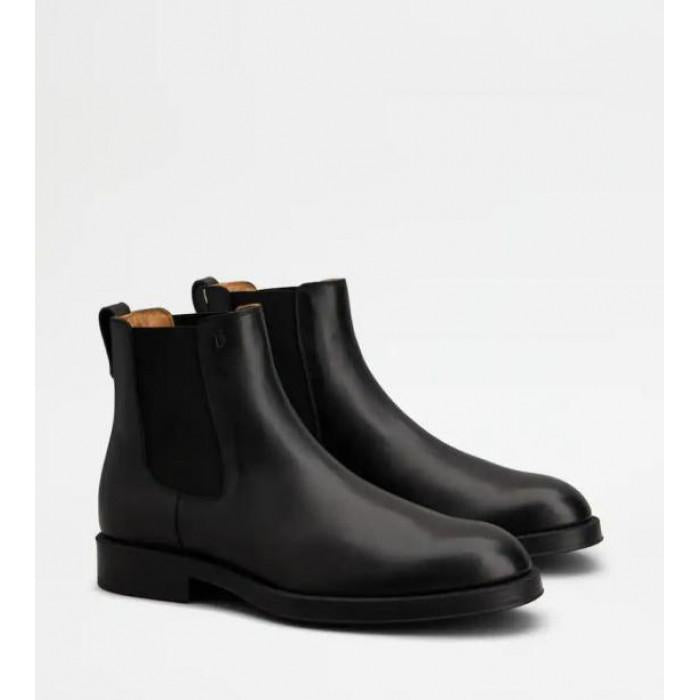 Tods Leather Ankle Boots Black Mid Boots for Men