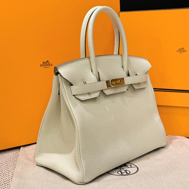 HERMES Togo Leather Birkin Bag Mushroom Color 30 Tote Unisex